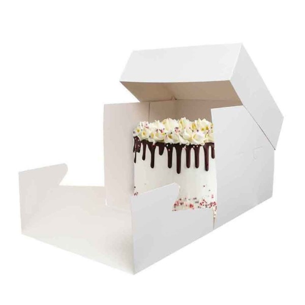 Scatola ALTA BOX QUADRATA per torta con coperchio bianca VARIE MISURE